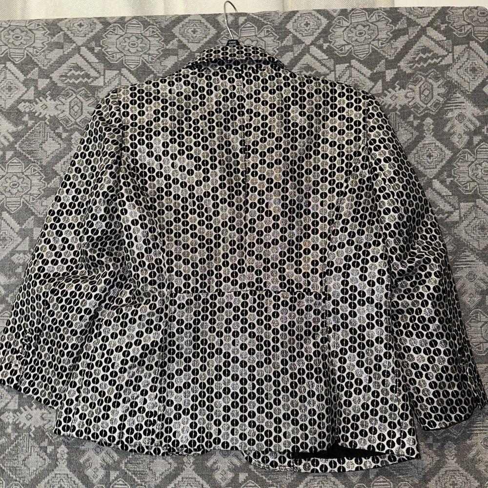 PETER NYGARD WOMEN BLACK & WHITE PATTERN Single Button BLAZER SZ 10 - Picture 6 of 8